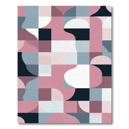 Modern Rose Pink Geometric Abstraction Rug