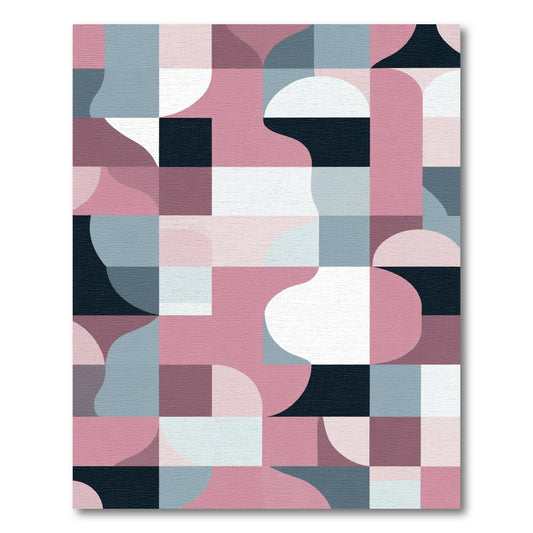 Modern Rose Pink Geometric Abstraction Rug