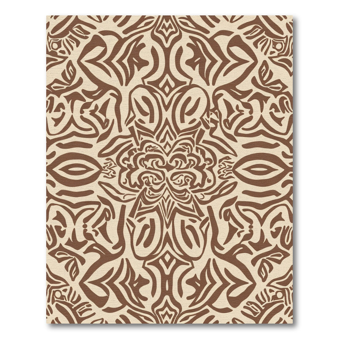 Brown Cream Abstract Organic Symmetry Rug