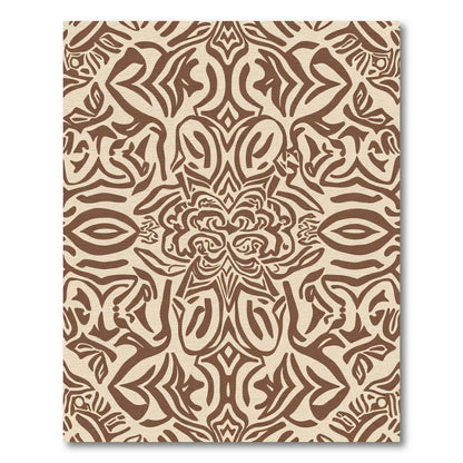 Brown Cream Abstract Organic Symmetry Rug