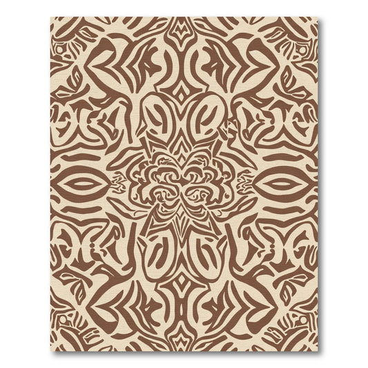 Brown Cream Abstract Organic Symmetry Rug