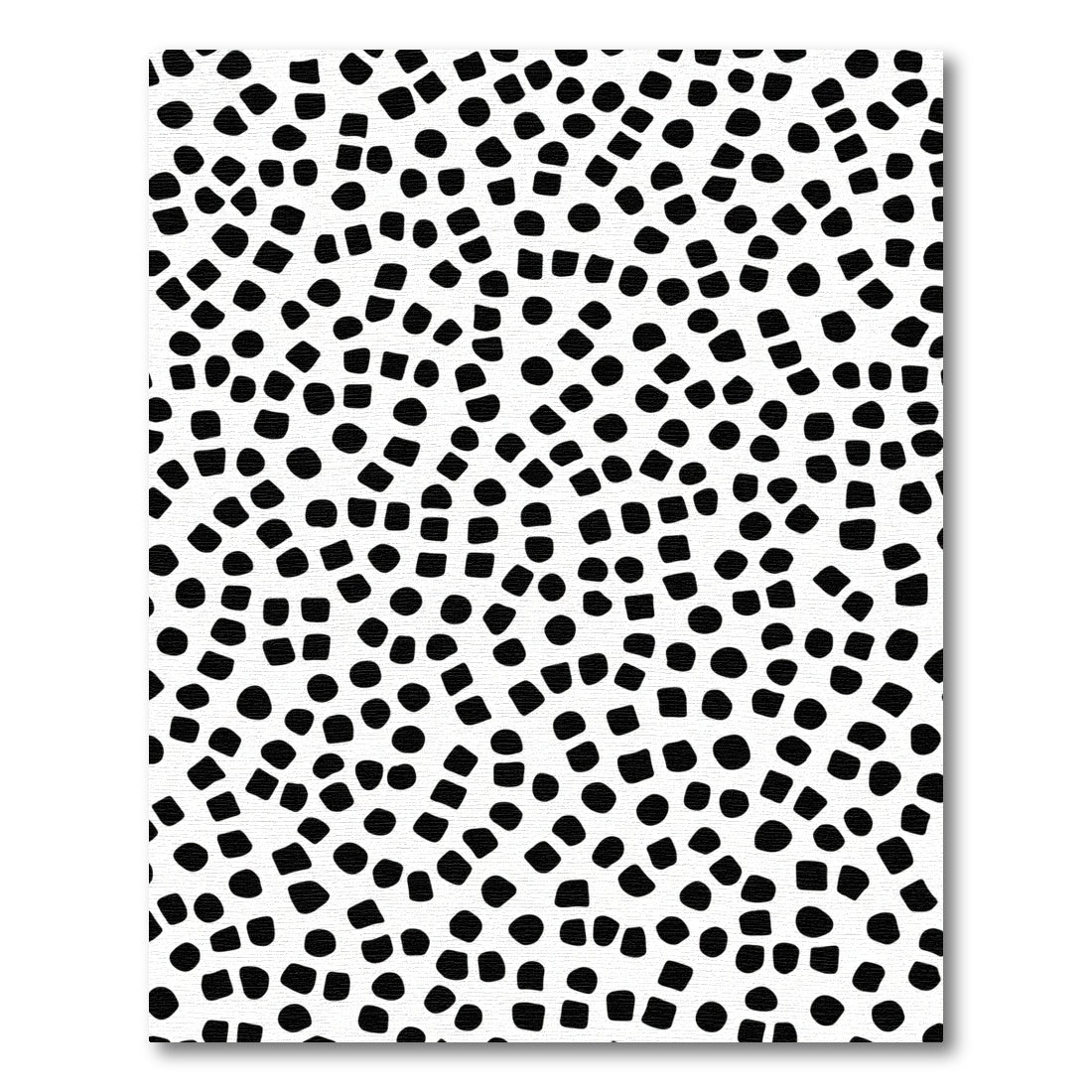 Black White Scattered Dots Squares Rug