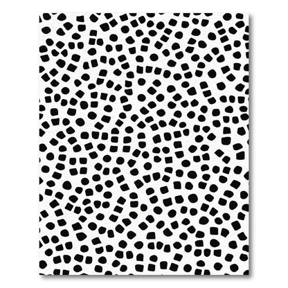Black White Scattered Dots Squares Rug