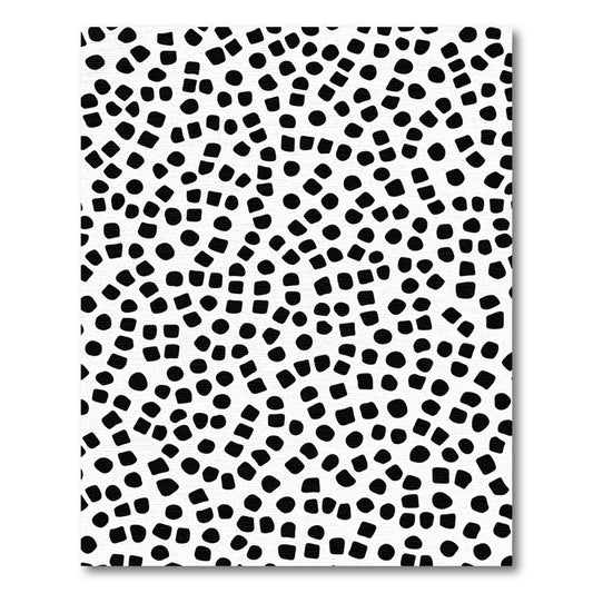 Black White Scattered Dots Squares Rug