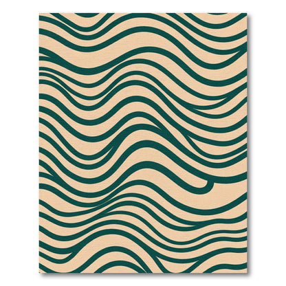 Teal Wave Abstract On Cream Rug