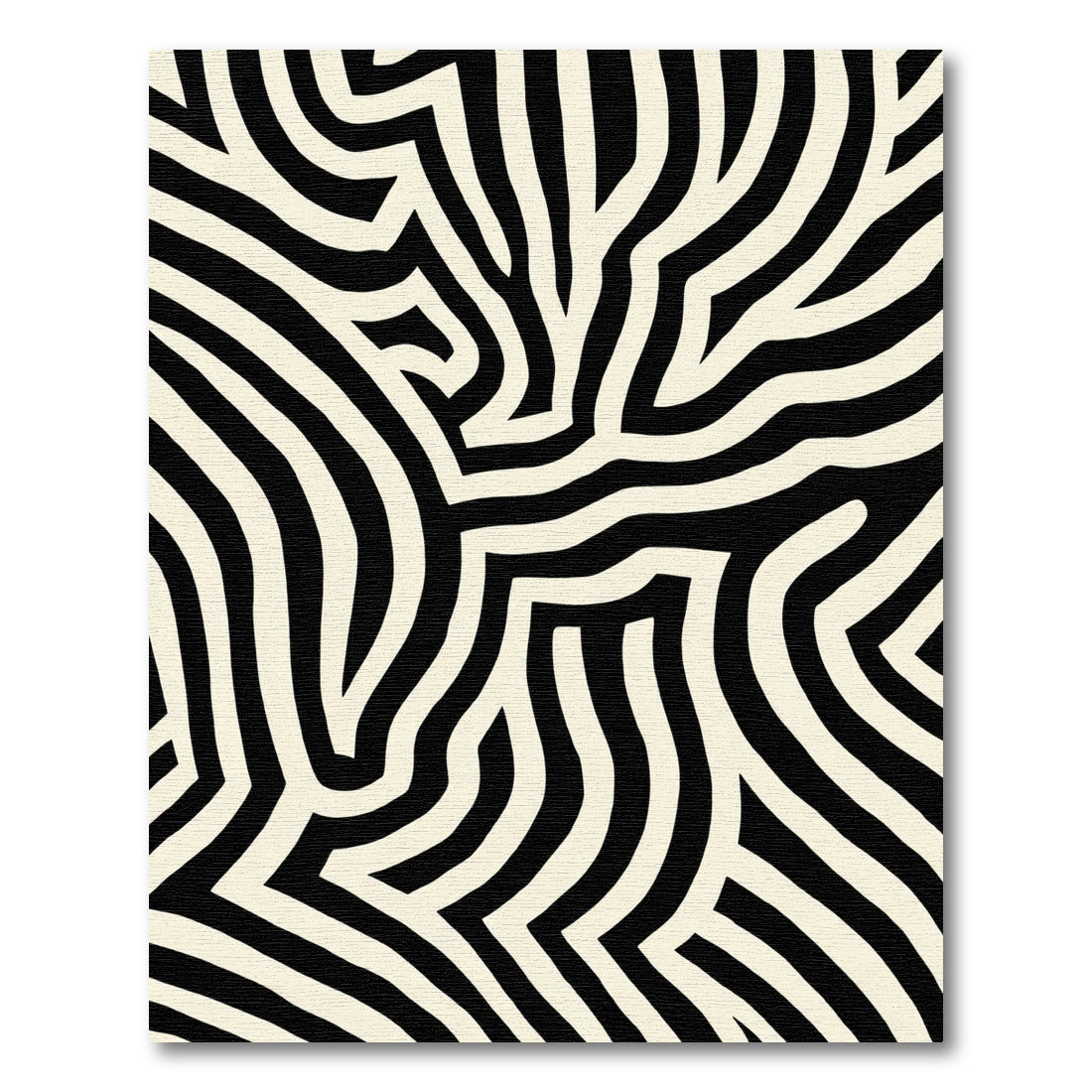 Bold Black Cream Abstract Stripes Rug