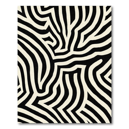 Bold Black Cream Abstract Stripes Rug