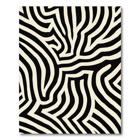 Bold Black Cream Abstract Stripes Rug