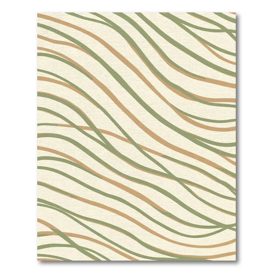 Earthy Green Brown Wavy Stripe Rug