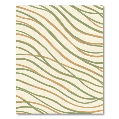 Earthy Green Brown Wavy Stripe Rug