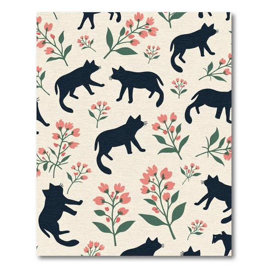 Dark Cat Floral Blossom Arrangement Rug