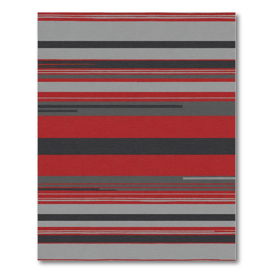 Modern Red Grey Striped Lines Rug