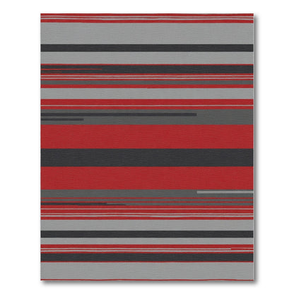 Modern Red Grey Striped Lines Rug