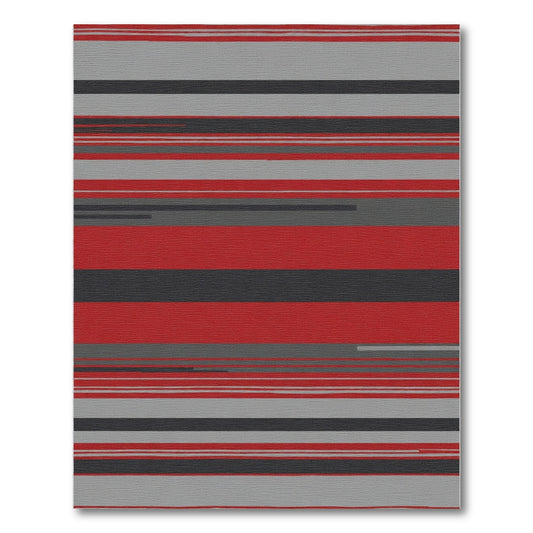 Modern Red Grey Striped Lines Rug