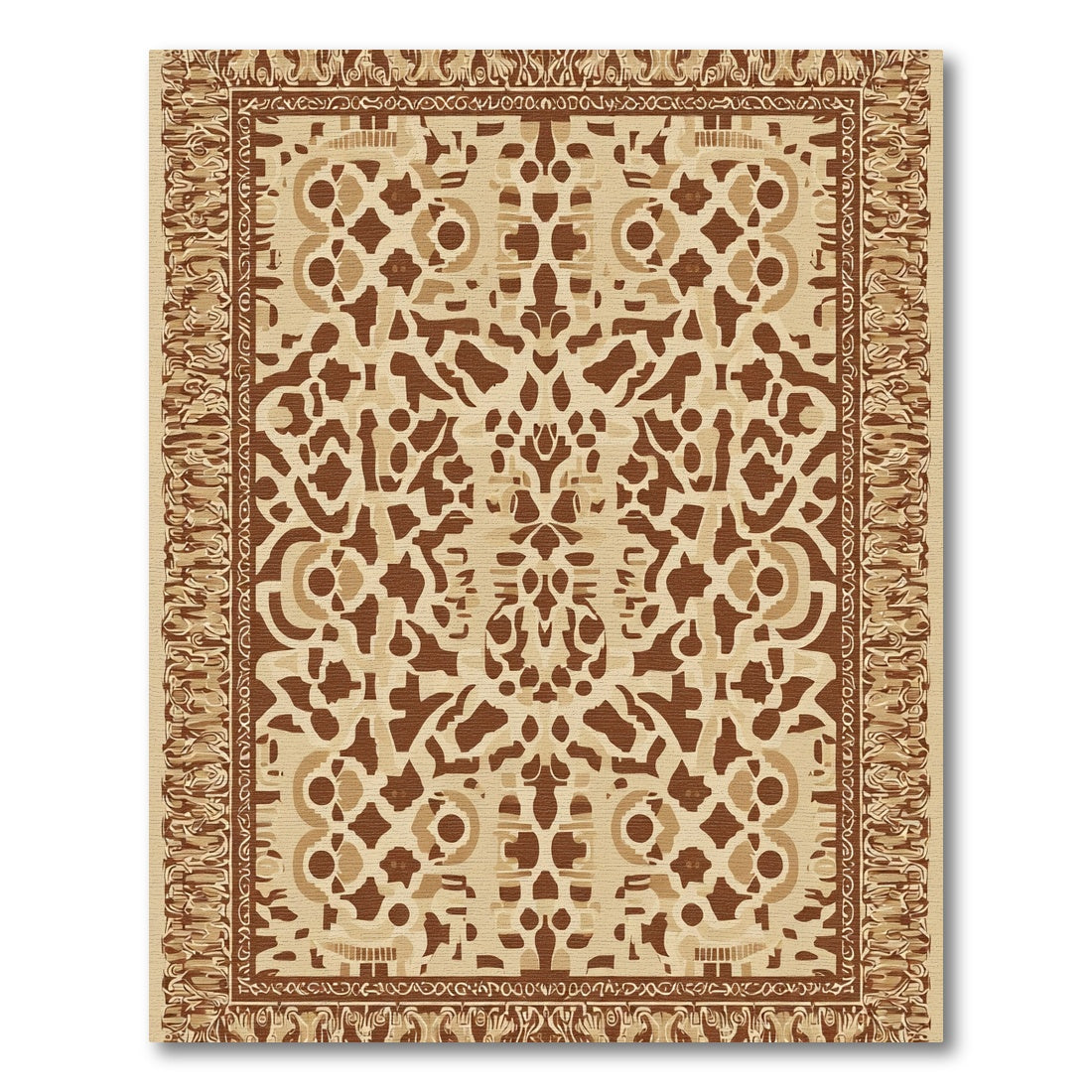 Caramel Brown Symmetrical Floral Medallion Rug