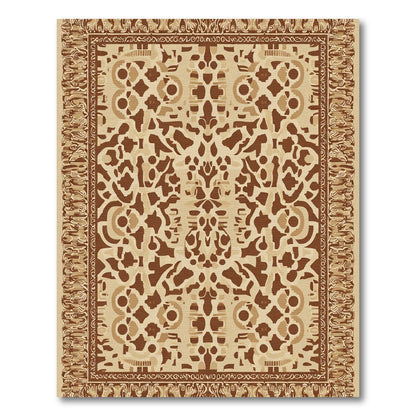 Caramel Brown Symmetrical Floral Medallion Rug