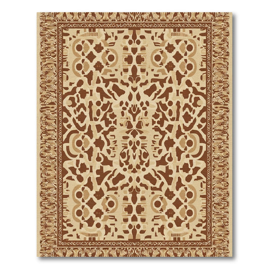 Caramel Brown Symmetrical Floral Medallion Rug