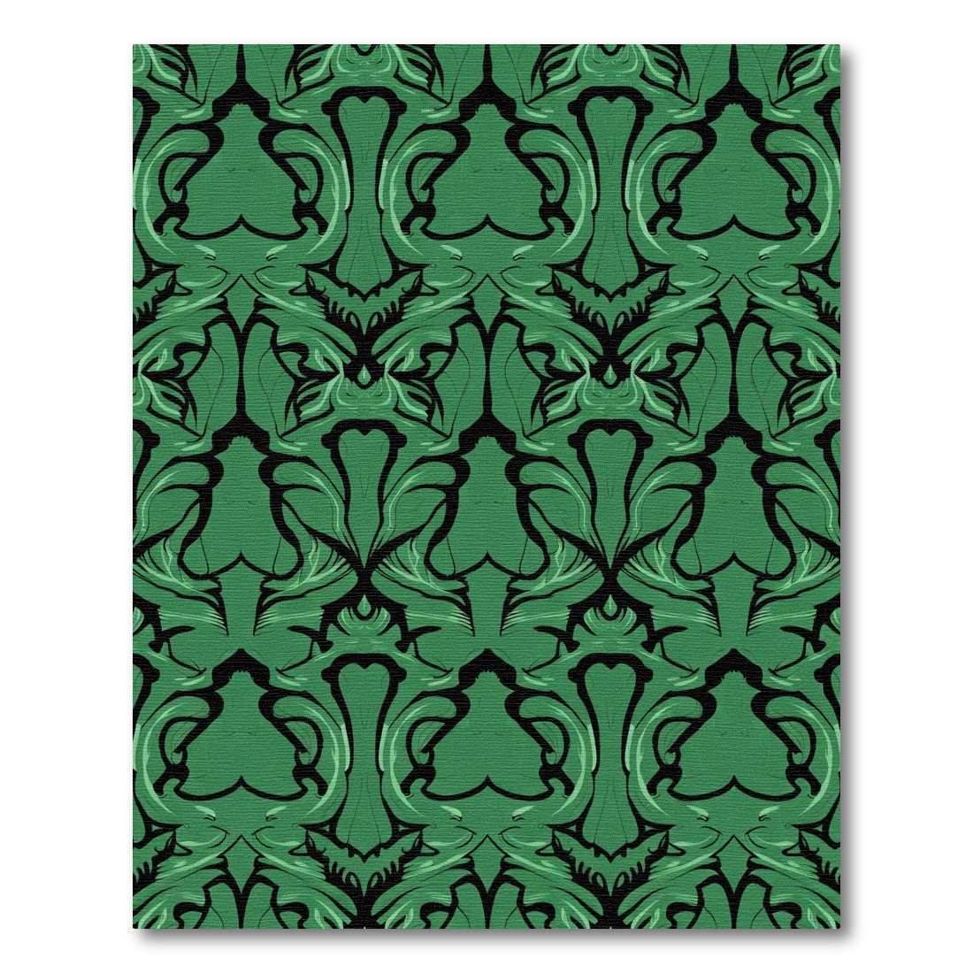 Emerald Green Art Nouveau Swirl Rug