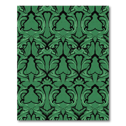 Emerald Green Art Nouveau Swirl Rug