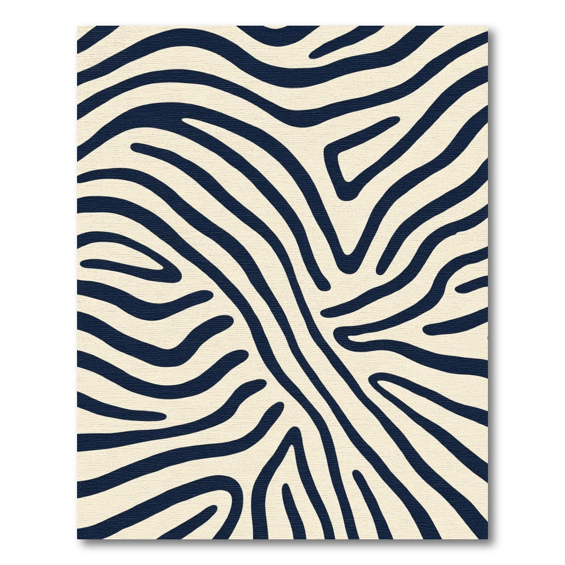 Cream Navy Abstract Zebra Stripe Rug