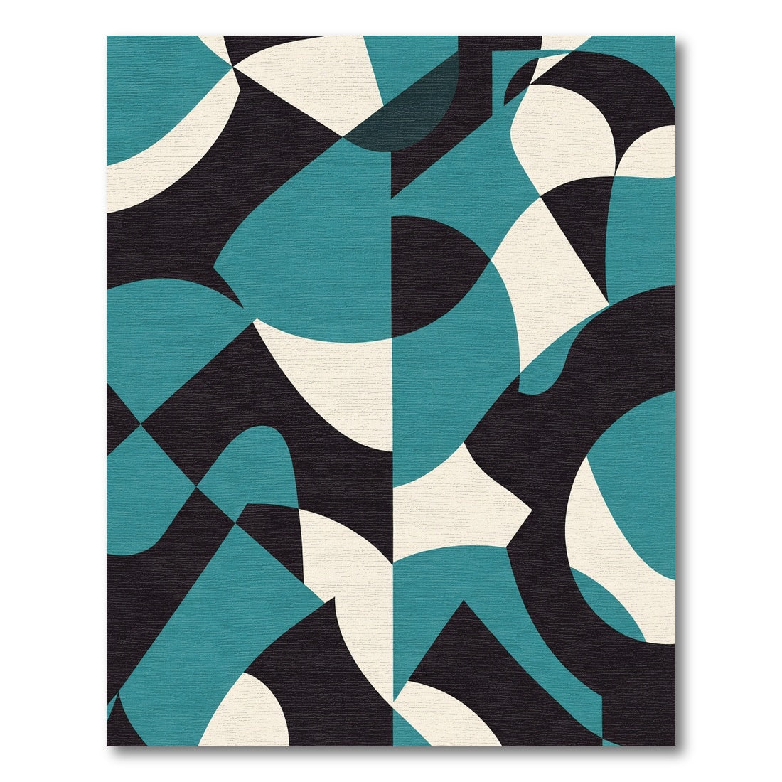 Teal Cream Black Abstract Art Rug
