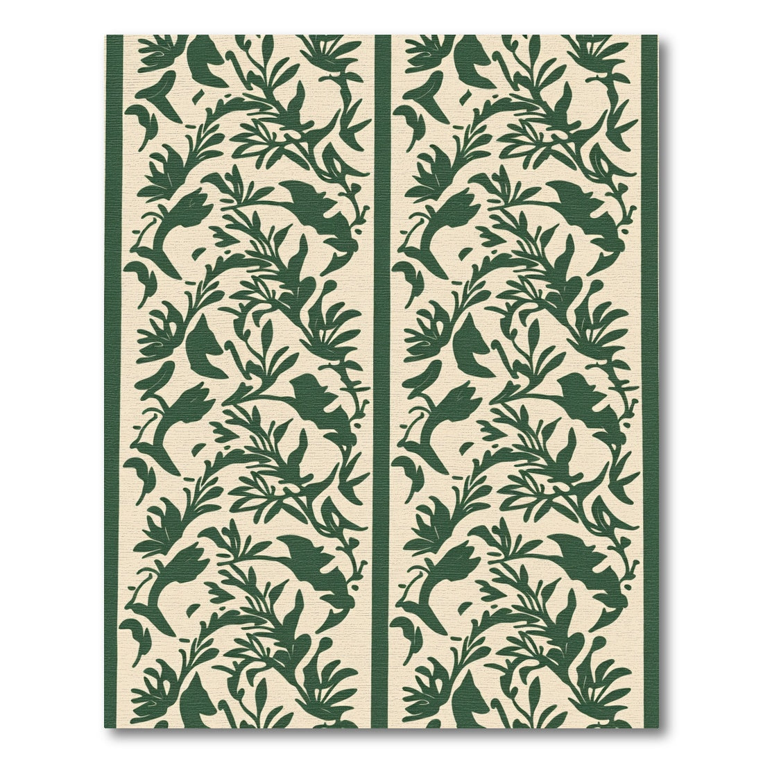 Verdant Green Floral Outline Rug