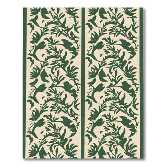 Verdant Green Floral Outline Rug