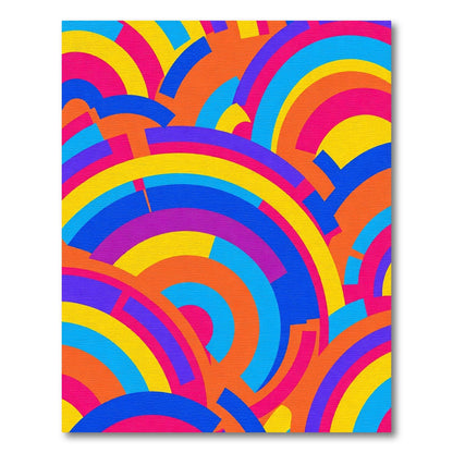 Bold Abstract Rainbow Arc Arrangement Rug