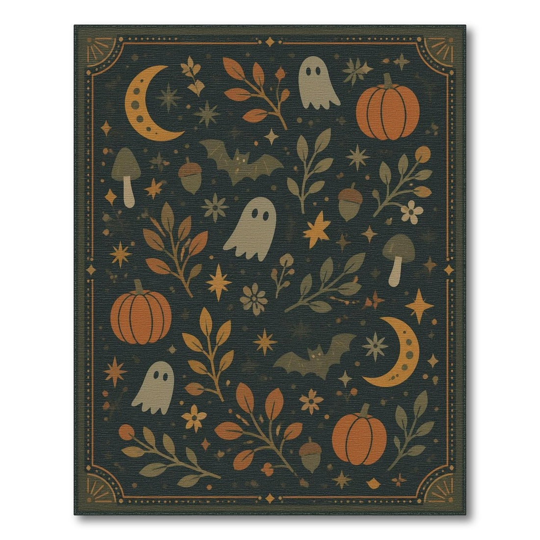 Whimsical Halloween Ghost Pumpkin Area Rug
