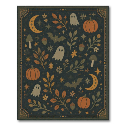 Whimsical Halloween Ghost Pumpkin Area Rug
