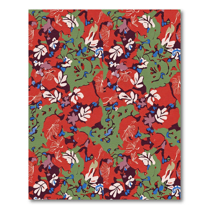 Crimson Floral Scarlet Garden Bloom Rug