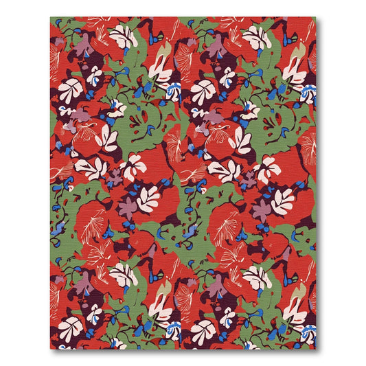 Crimson Floral Scarlet Garden Bloom Rug