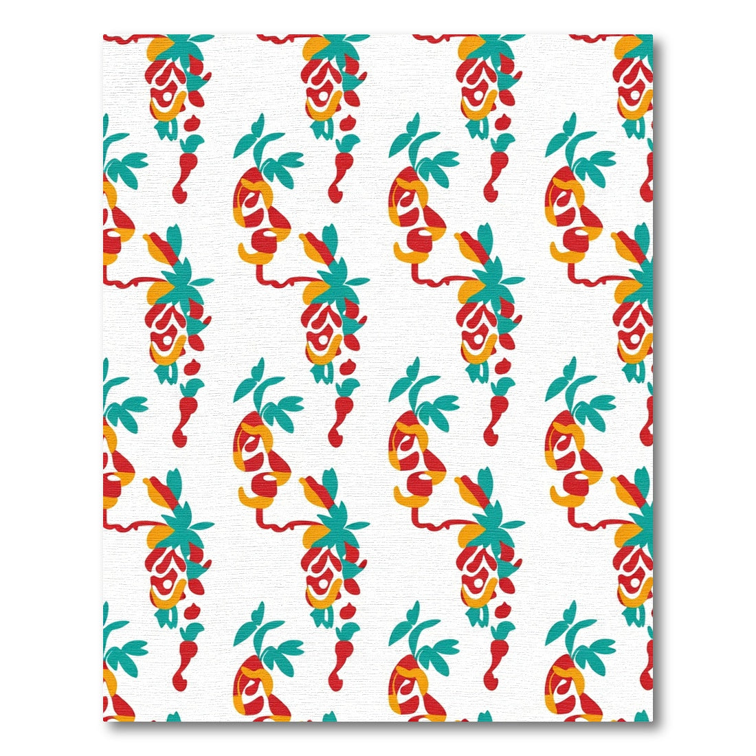 Bright Red Yellow Teal Floral Garland Rug