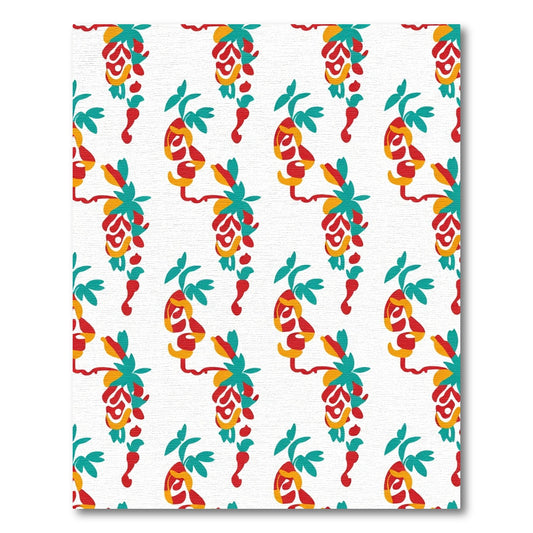 Bright Red Yellow Teal Floral Garland Rug