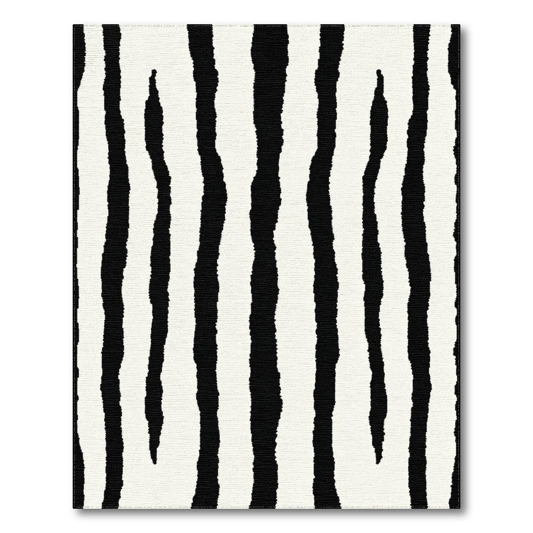 Bold Black White Abstract Striped Area Rug