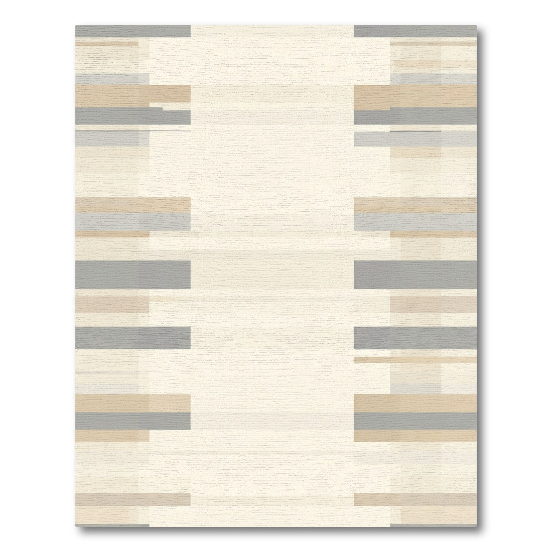 Neutral Beige Gray Block Stripe Rectangles Rug