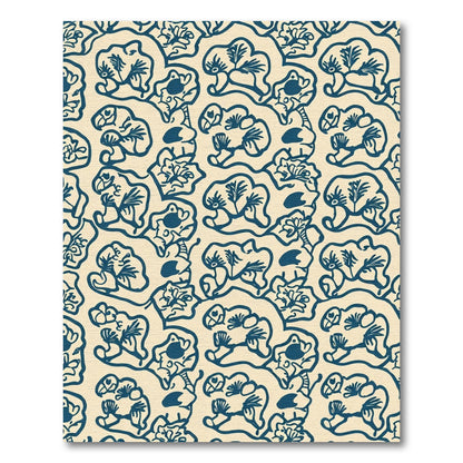 Navy Blue Floral Whimsical Composition Rug