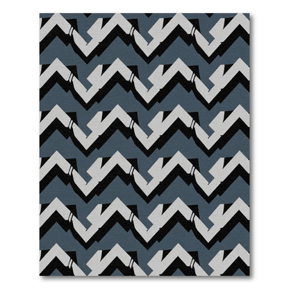 Geometric Slate Zigzag Accordion Rug