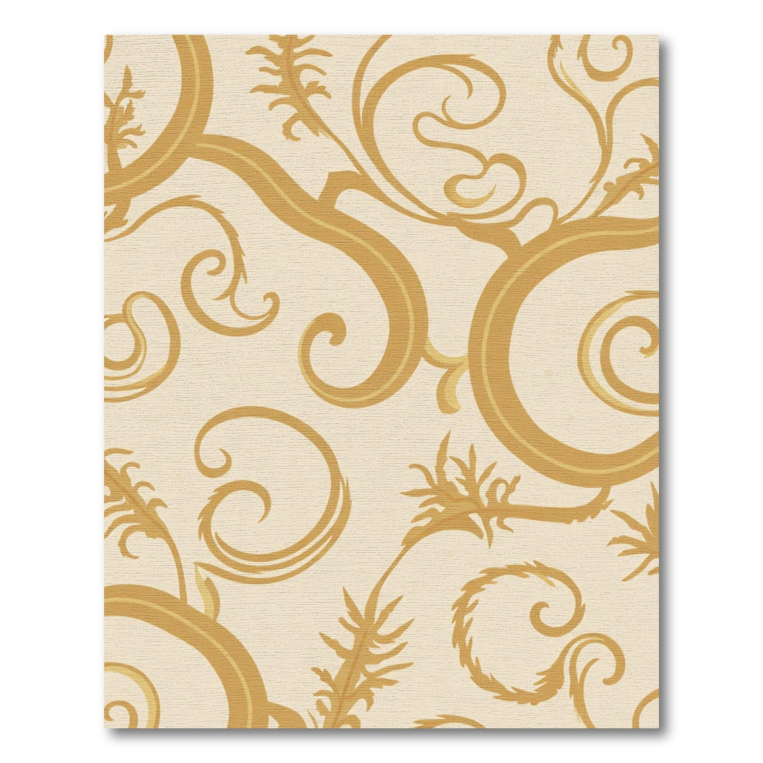 Golden Baroque Swirl Foliage Rug
