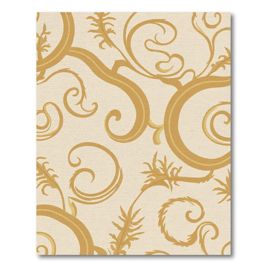 Golden Baroque Swirl Foliage Rug