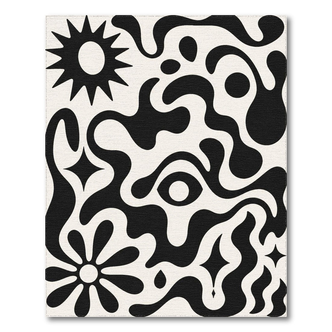 Abstract Area Black White Abstract Organic Area Rug