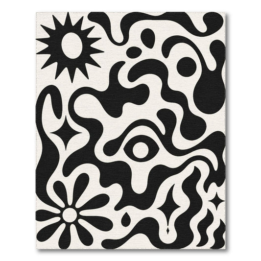 Abstract Area Black White Abstract Organic Area Rug