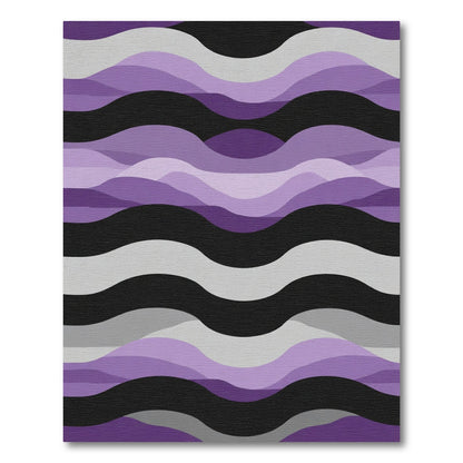 Purple Gray Black Wavy Stripes Rug