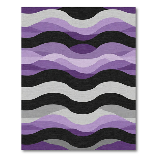 Purple Gray Black Wavy Stripes Rug