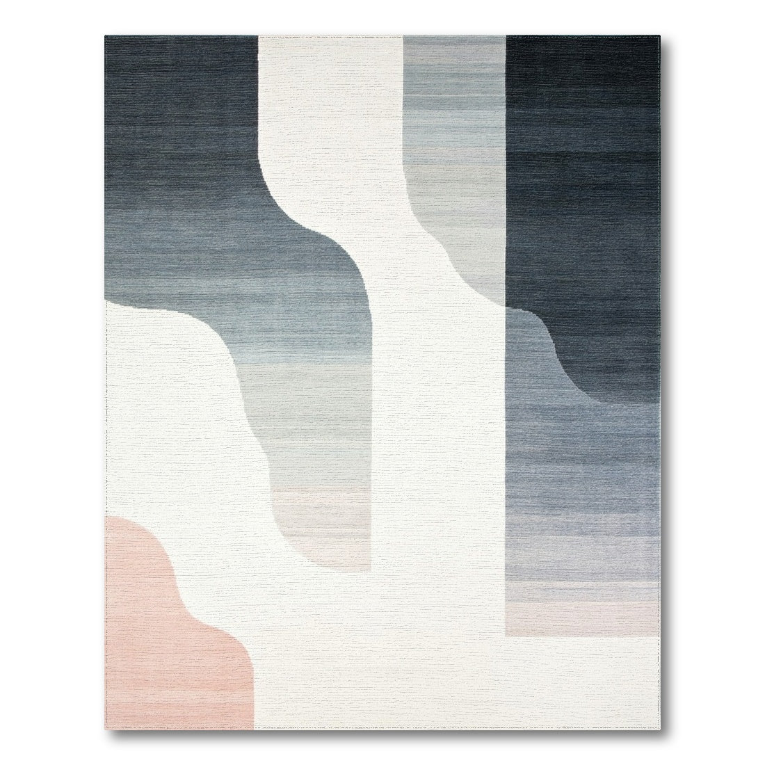 Navy Gray Curved Gradient Rug