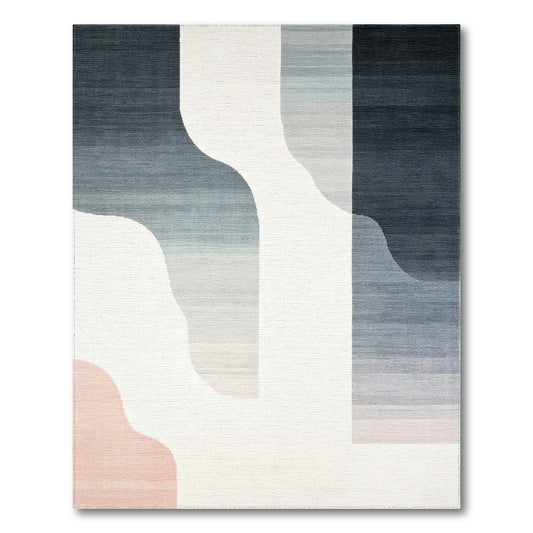 Navy Gray Curved Gradient Rug