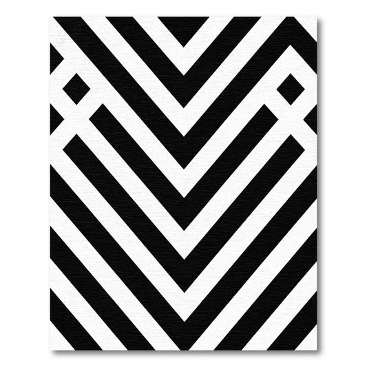 Bold Black White Chevron Geometric Rug