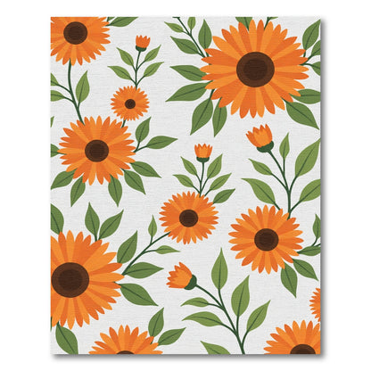 Orange Sunflower Vine Botanical Rug