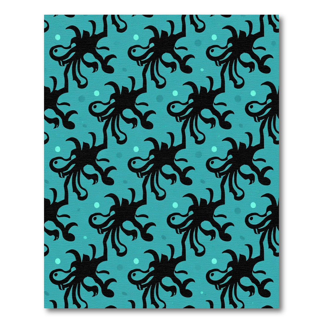Teal Black Tentacle Aquatic Creature Rug
