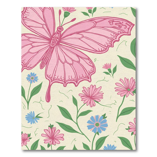 Pink Butterfly and Floral Garden Rug
